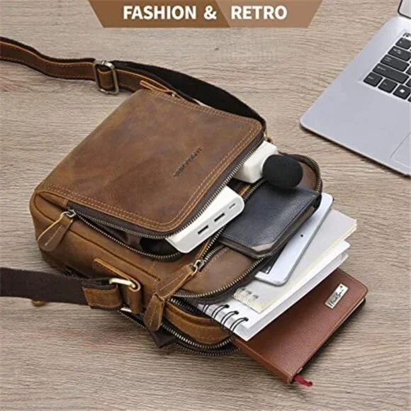 Leather Messenger Bag for Men, Man Purse Crossbody Bags for Work
